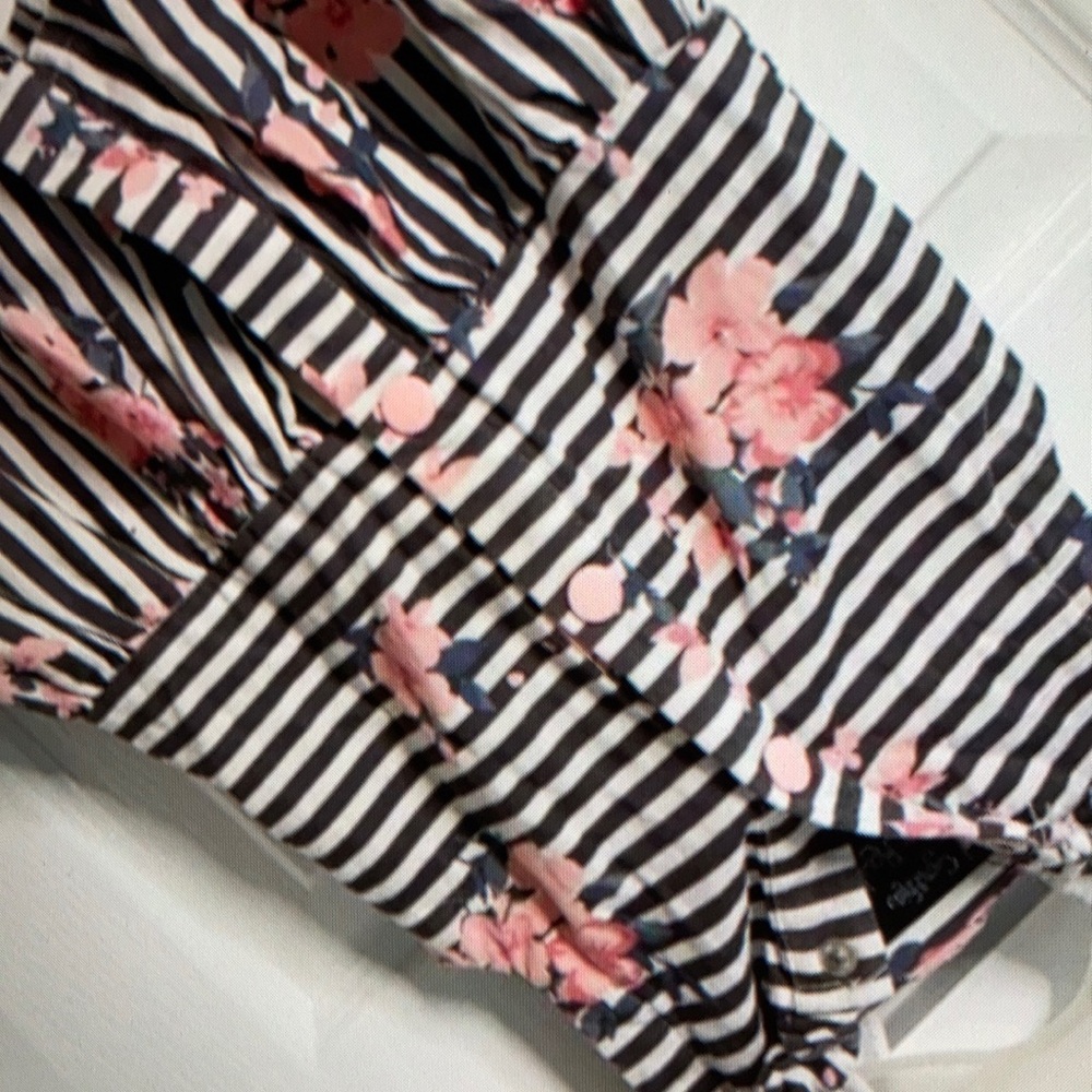 Charming stripes style design floral blouse